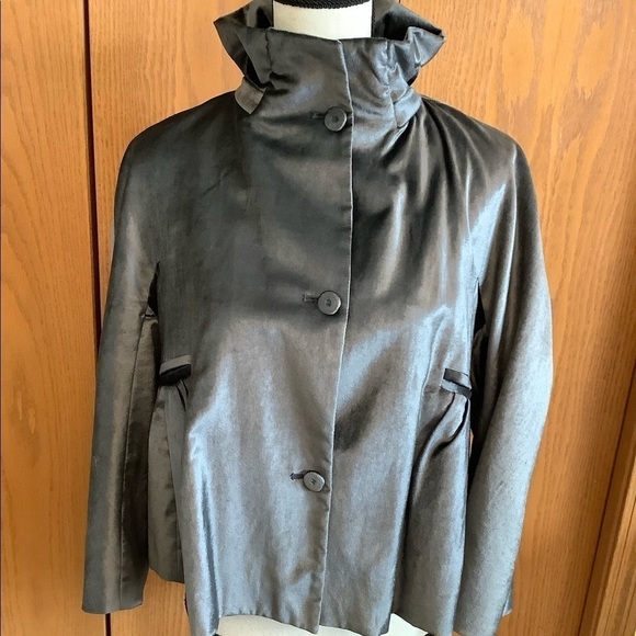 Pringle of Scotland Silver Grey Velvety Jacket Sz-6 - Picture 1 of 7